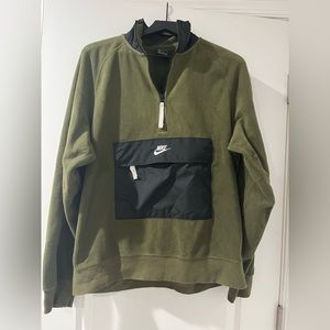 Nike Men's Green Fleece Half-Zip - Medium